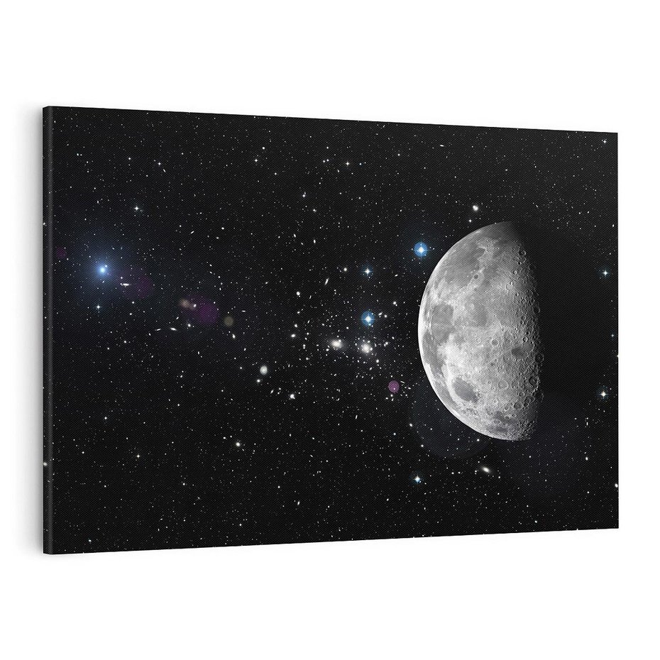 Obraz na płótnie 120x80 - spotkanie z gwiazdami - księżyc, gwiazdy