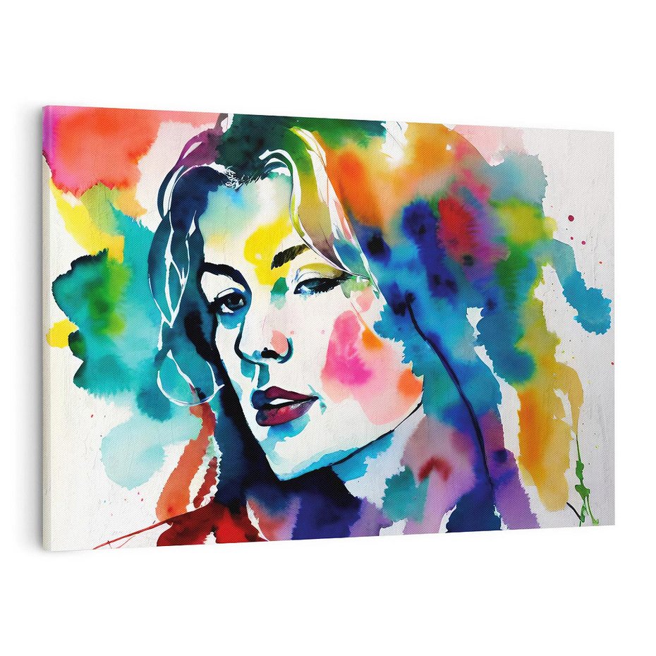 Obraz na płótnie 120x80 - Abstrakcyjna ekstaza barw - abstrakcyjny portret kobiety, szkic czarną kreską