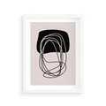 Plakat w ramie 30x40 - Strukturalne Kontrasty - abstrakcyjne szkicowane linie, minimalizm - rama biała
