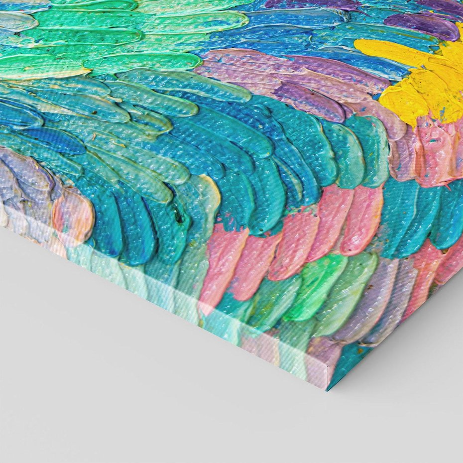 Obraz na płótnie 100x70 - Egzotyczne Pióra - abstrakcyjne dzieło, farby olejne