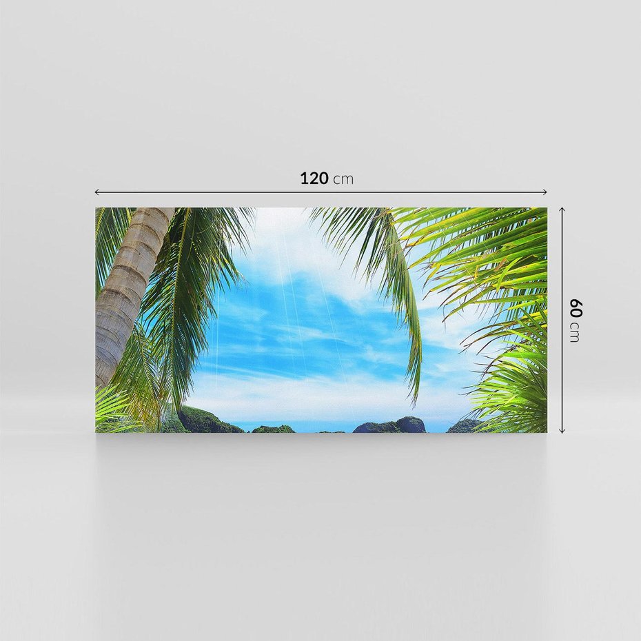 Obraz na płótnie 120x60 - Palmy tańczące na tropikalnej plaży - palmy, plaża