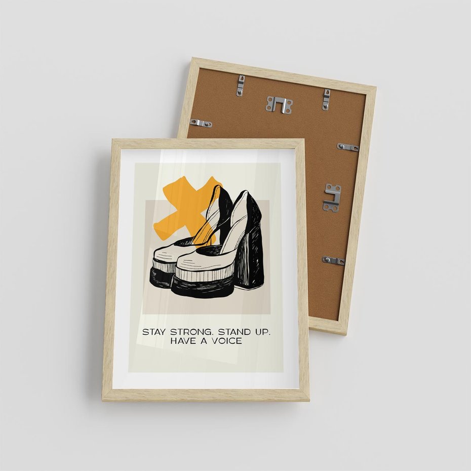Plakat w ramie 30x40 - Kobiece Obcasy - plakat, minimalizm - rama drewno