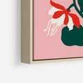 Obraz w ramie 50x50 - Migotliwa Kreatywność - abstrakcyjne kwiaty, różowe tło - rama drewno