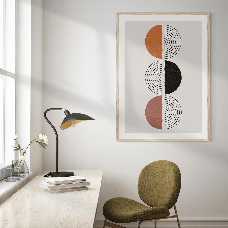 Plakat w ramie 50x70 - Eksperymenty z Geometrią - geometryczny plakat, sztuka nowoczesna - rama drewno