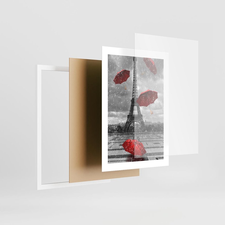 Plakat w ramie 30x40 - Czarno-biała magia Eiffla - Eiffla, Paryż - rama biała