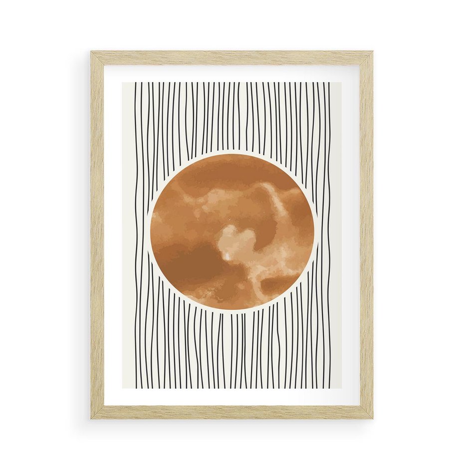 Plakat w ramie 50x70 - Eteryczne Krągłe Echa - boho obraz, geometria - rama drewno
