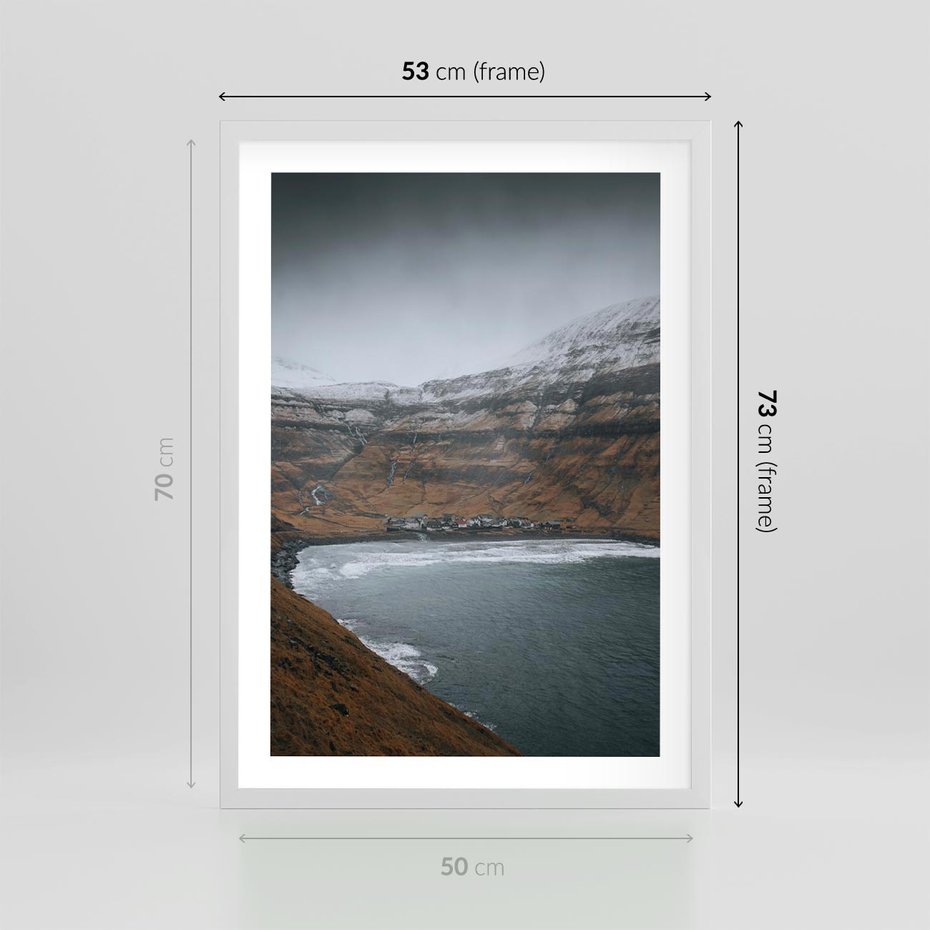 Plakat w ramie 50x70 - Spektakularna Przyroda - fiordy, Norwegia - rama biała