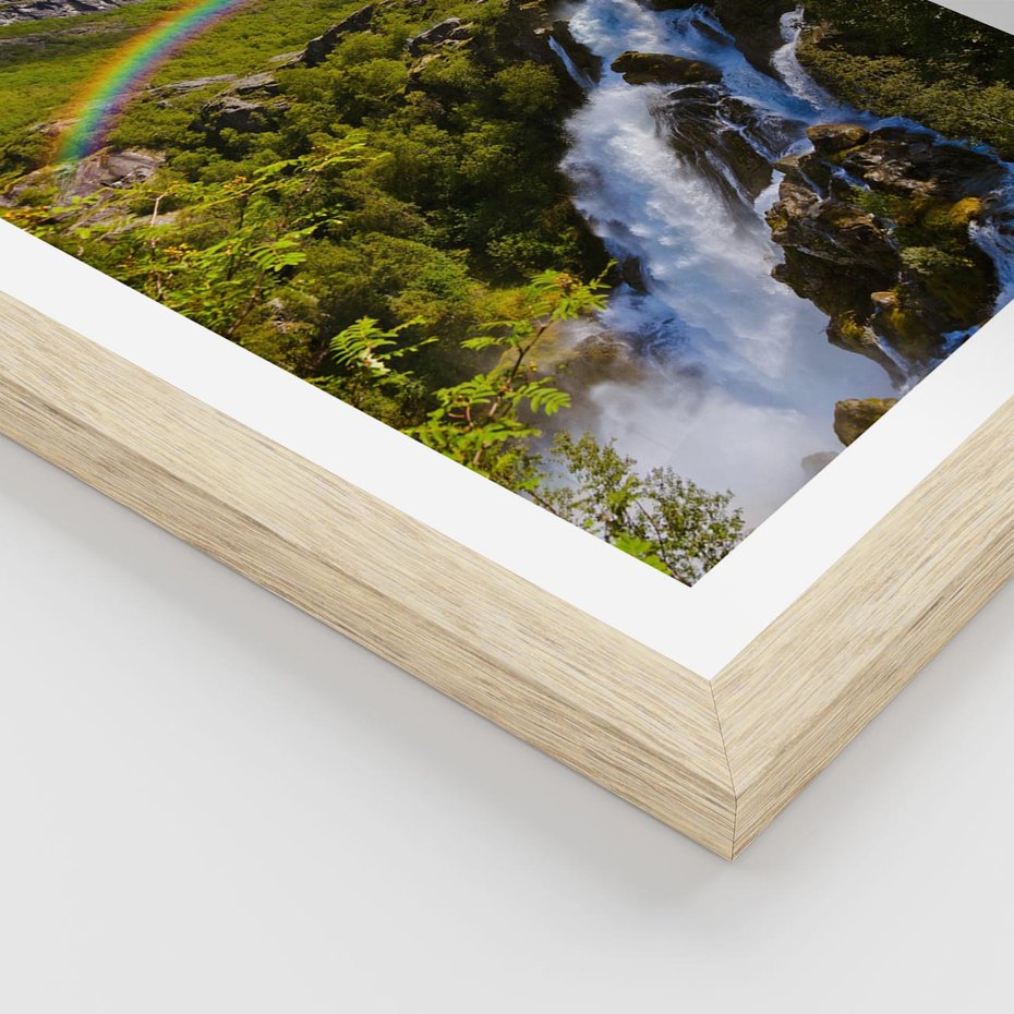 Plakat w ramie 50x70 - Tęczowe góry - harmonia kolorów - tęcza, góry - rama drewno
