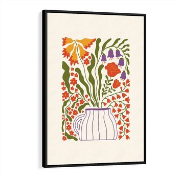 Obraz w ramie 50x70 - Świeżość Kwiatów - kwiaty w wazonie, minimalistyczna kompozycja - rama czarna