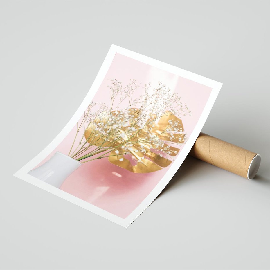 Plakat bez ramy 21x30 - Blask Natury - złote, liście