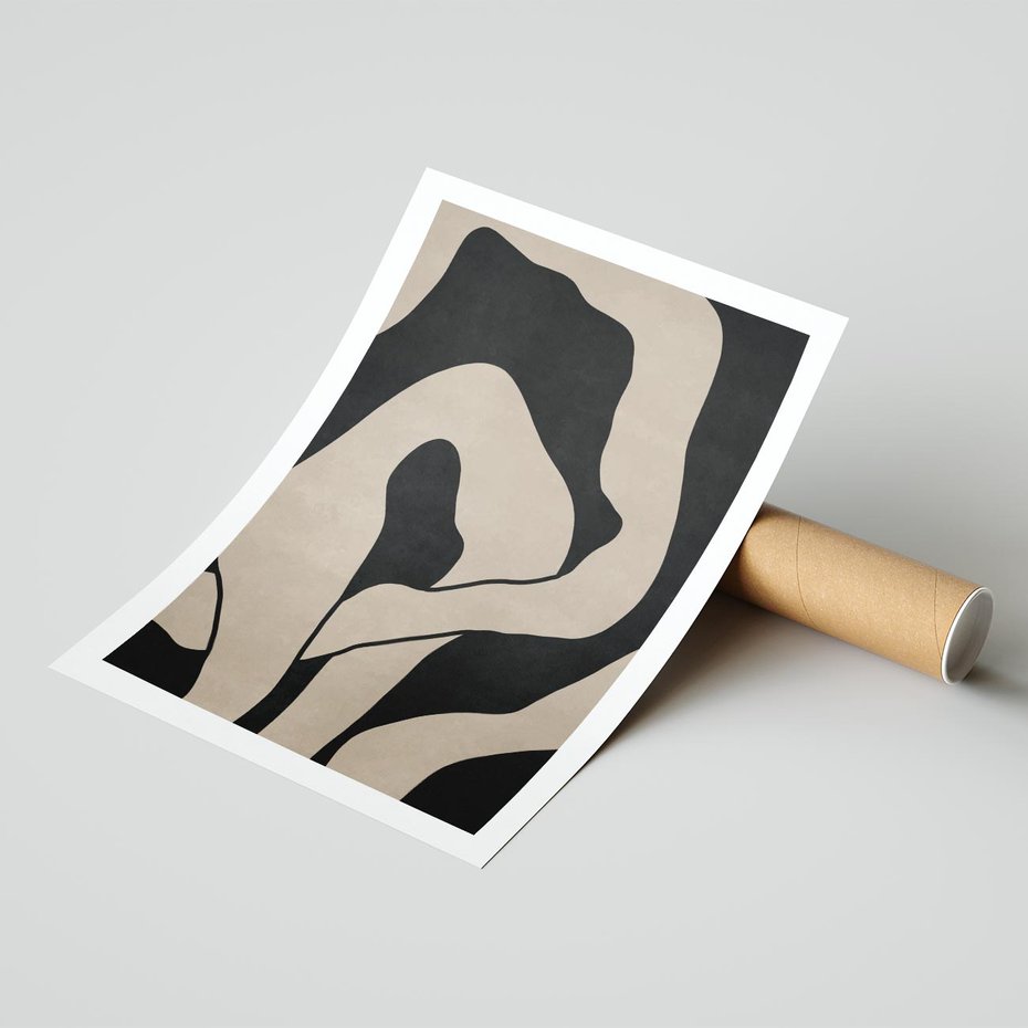 Plakat bez ramy 40x50 - Nocne Pochłonięcia - abstrakcyjne linie, mroczny plakat