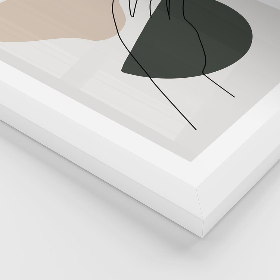 Plakat w ramie 40x50 - Rozkwitająca Opowieść - szkic jedną linią, one lone - rama biała