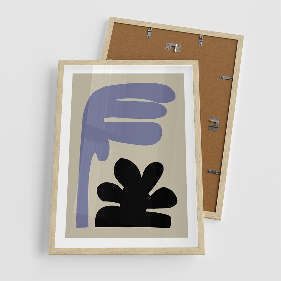 Plakat w ramie 50x70 - Abstrakcyjne Interakcje Form - minimalizm, boho plakat - rama drewno