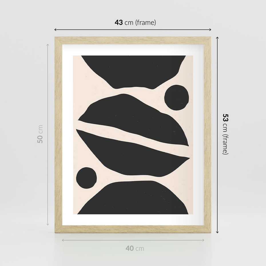 Plakat w ramie 40x50 - Surowa Abstrakcja - abstrakcyjny nowoczesny obraz, surowość - rama drewno