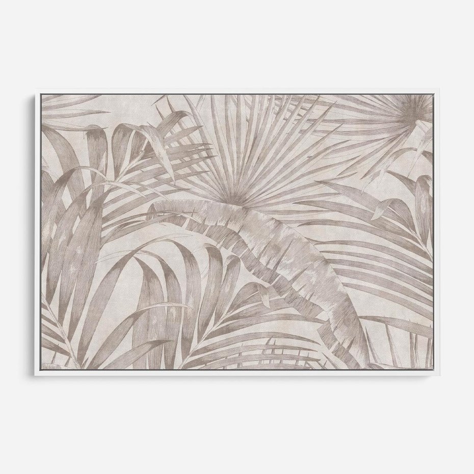 Obraz w ramie 120x80 - Odsłonięte liściowe wspomnienia - monochromatyczne, kolory sepii - rama biała