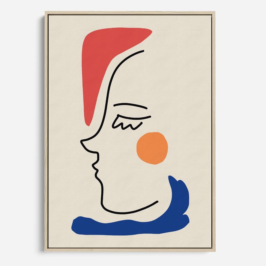 Obraz w ramie 70x100 - Impresje Kształtów - abstrakcyjny obraz, przypomina twarz - rama drewno