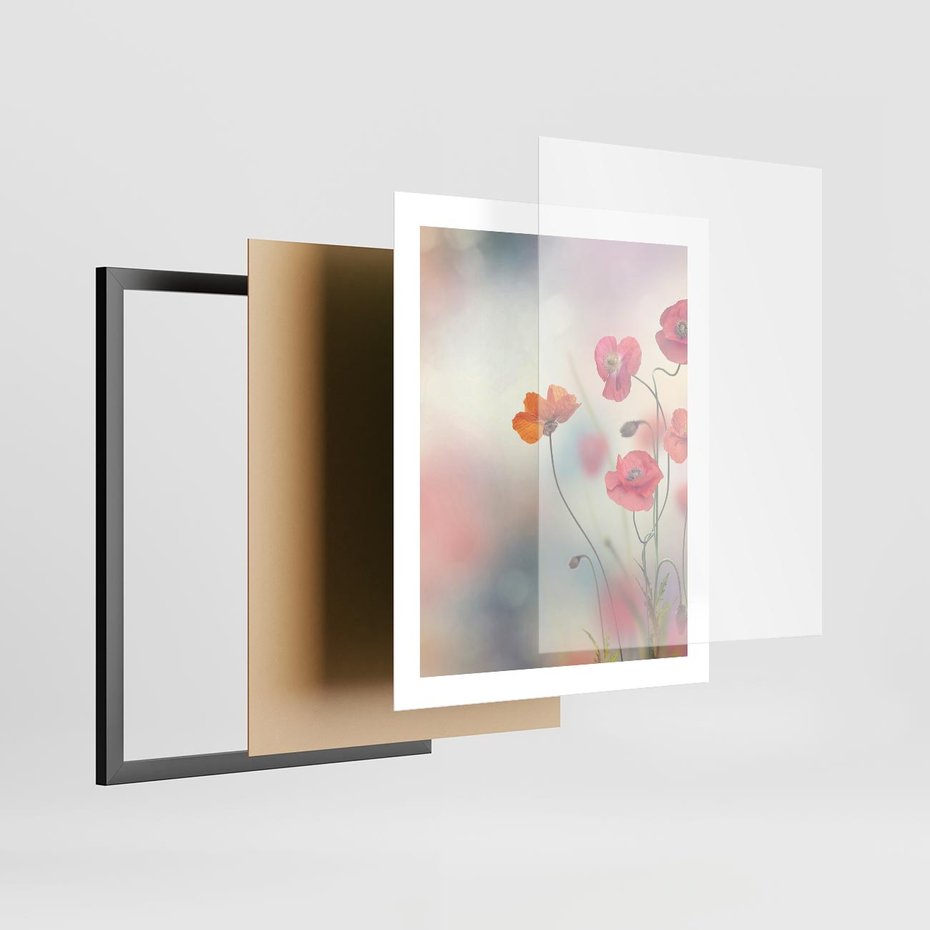 Plakat w ramie 40x50 - Urok natury - kwiaty, akwarela - rama czarna