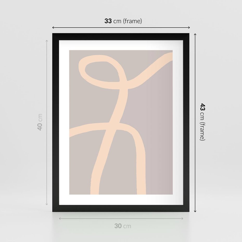 Plakat w ramie 30x40 - Beżowe Boho Zaplątanie - minimalistyczny obraz, nowoczesny - rama czarna