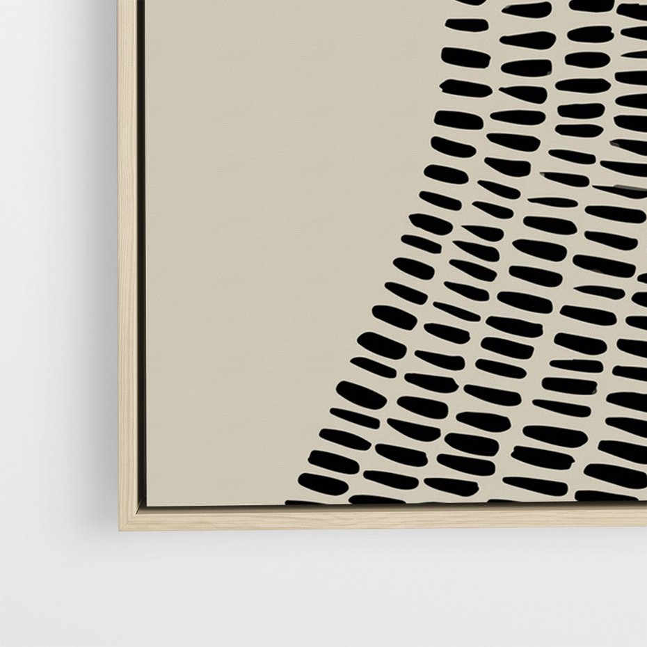 Obraz w ramie 70x100 - Migotliwa Innowacyjna Ekspresja - boho plakat, czarne kropki kreski - rama drewno