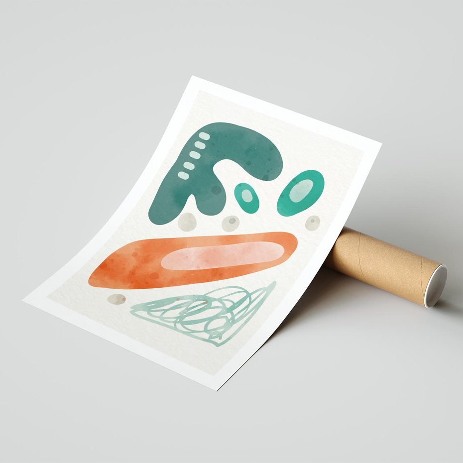 Plakat bez ramy 50x70 - Podróżne Wizje - abstrakcyjne plamy, zielony