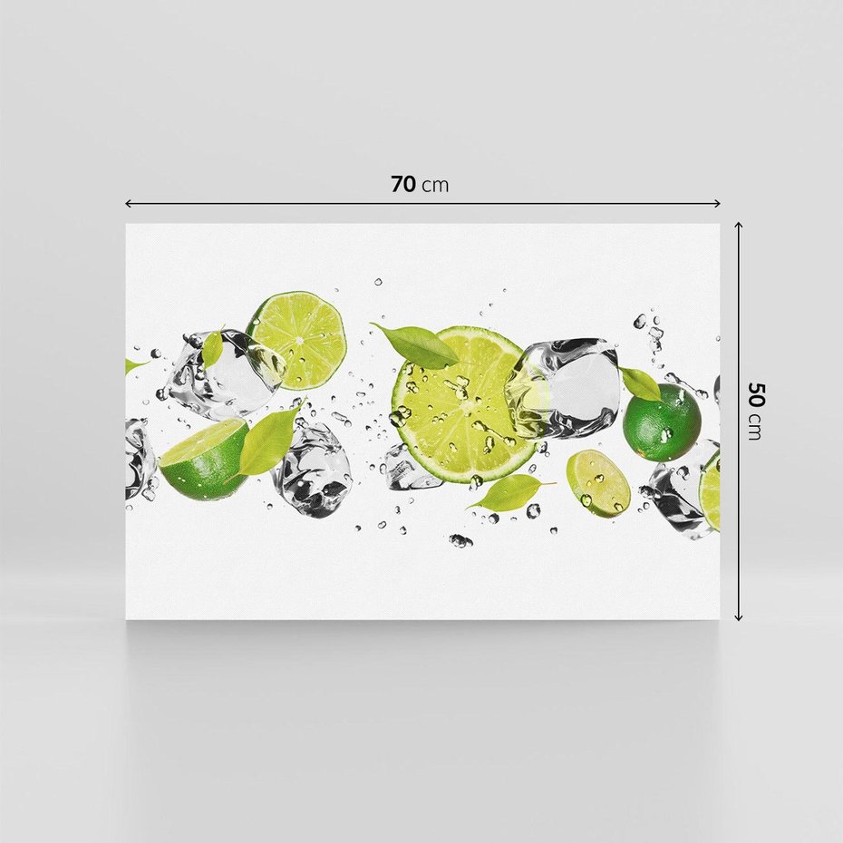 Obraz na płótnie 70x50 - Ekscentryczne limonki z wodą - limonki, woda