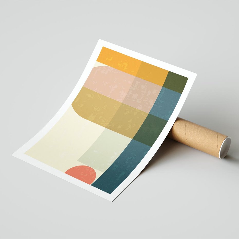 Plakat bez ramy 21x30 - Geometryczna Grafika na Plakacie - geometryczna nowoczesna grafika, minimalizm