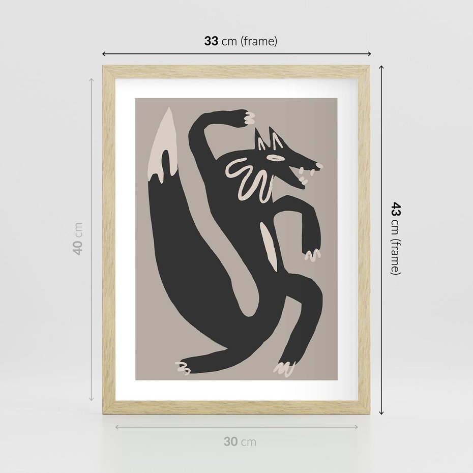 Plakat w ramie 30x40 - Strukturalne Odbicia Północy - skandynawska sztuka, lis - rama drewno
