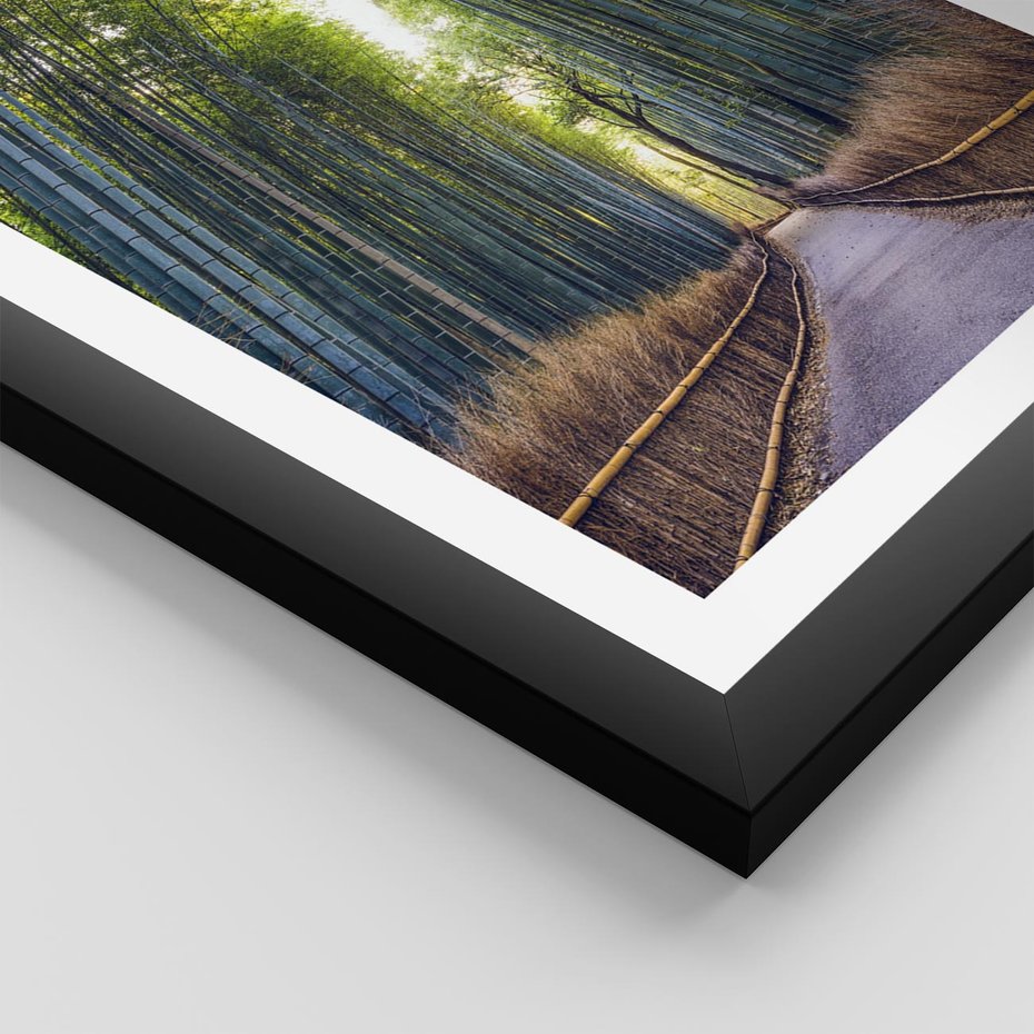 Plakat w ramie 30x40 - Urokliwa dróżka w lesie - las, dróżka - rama czarna