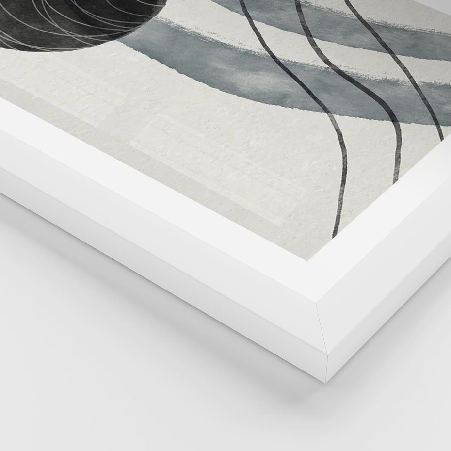 Plakat w ramie 30x40 - Abstrakcyjne Kształty w Szarościach - abstrakcja, akwarelowe plamy - rama biała