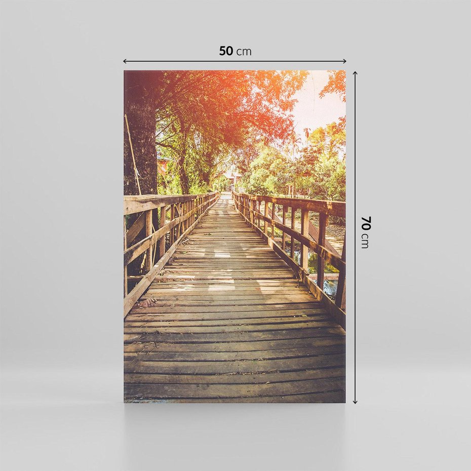 Obraz na płótnie 50x70 - Optyczne wrażenie na drewnianym moście - most, drewniany