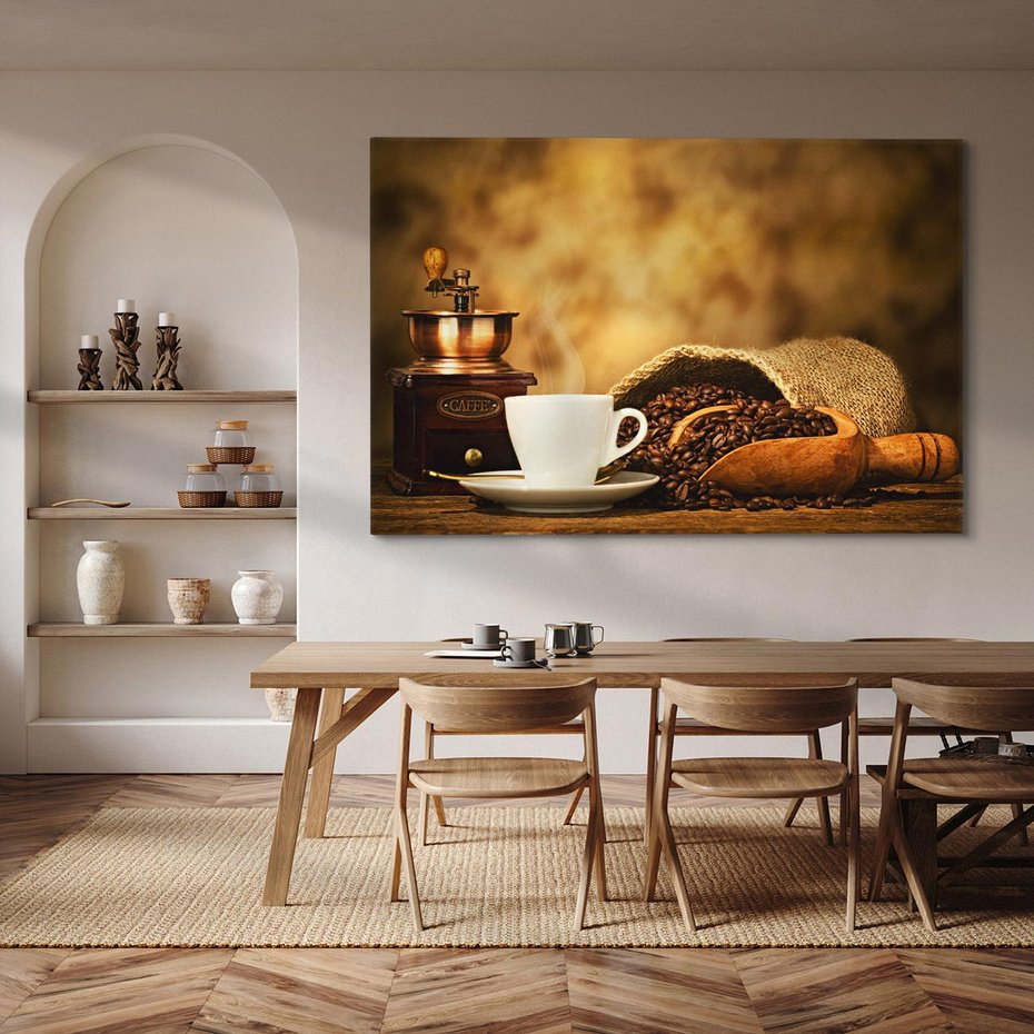 Obraz na płótnie 120x80 - Kawowe uniesienie - kawa, filiżanka