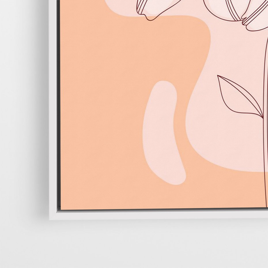 Obraz w ramie 80x120 - Kwiatowa Harmonia - minimalistyczny plakat, pudrowe kwiaty - rama biała