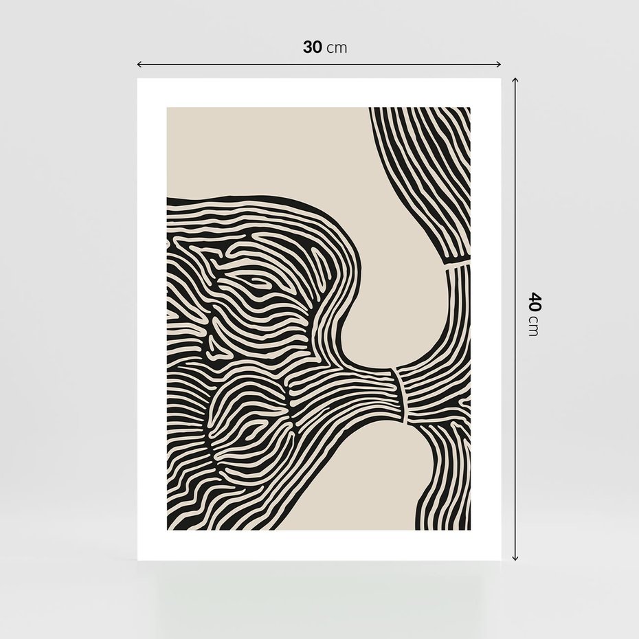 Plakat bez ramy 30x40 - Harmonijne Kształty - abstrakcyjne ryciny, czarno biały