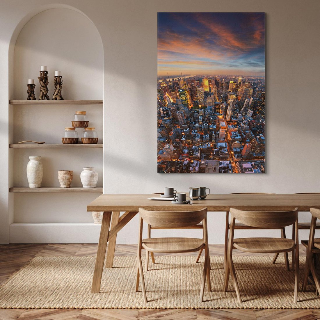 Obraz na płótnie 80x120 - Zachód słońca nad Nowym Jorkiem - New York, zachód