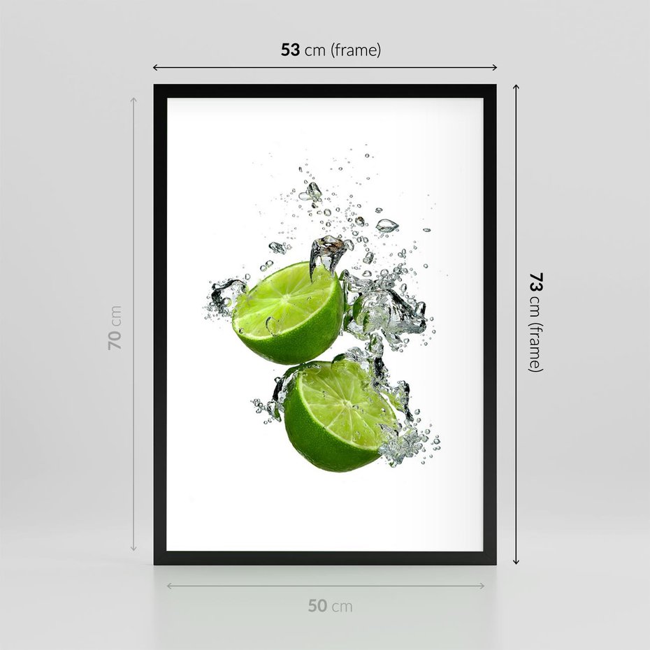 Plakat w ramie 50x70 - Kwaskowata moc limonki i cytryny - limonka, cytryna - rama czarna