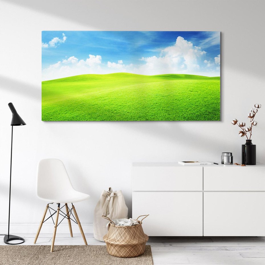 Obraz na płótnie 140x70 - Łąka pod Niebem - łąka, niebo