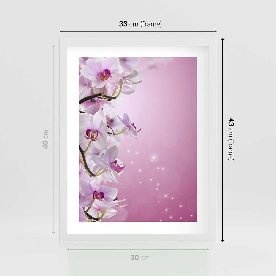 Plakat w ramie 30x40 - Relaksujące Piękno - kwiaty, orchidea - rama biała