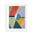 Plakat w ramie 50x70 - Taniec Subtelnych Odbić - abstrakcyjne geometryczne kształty, olejny obraz - rama biała