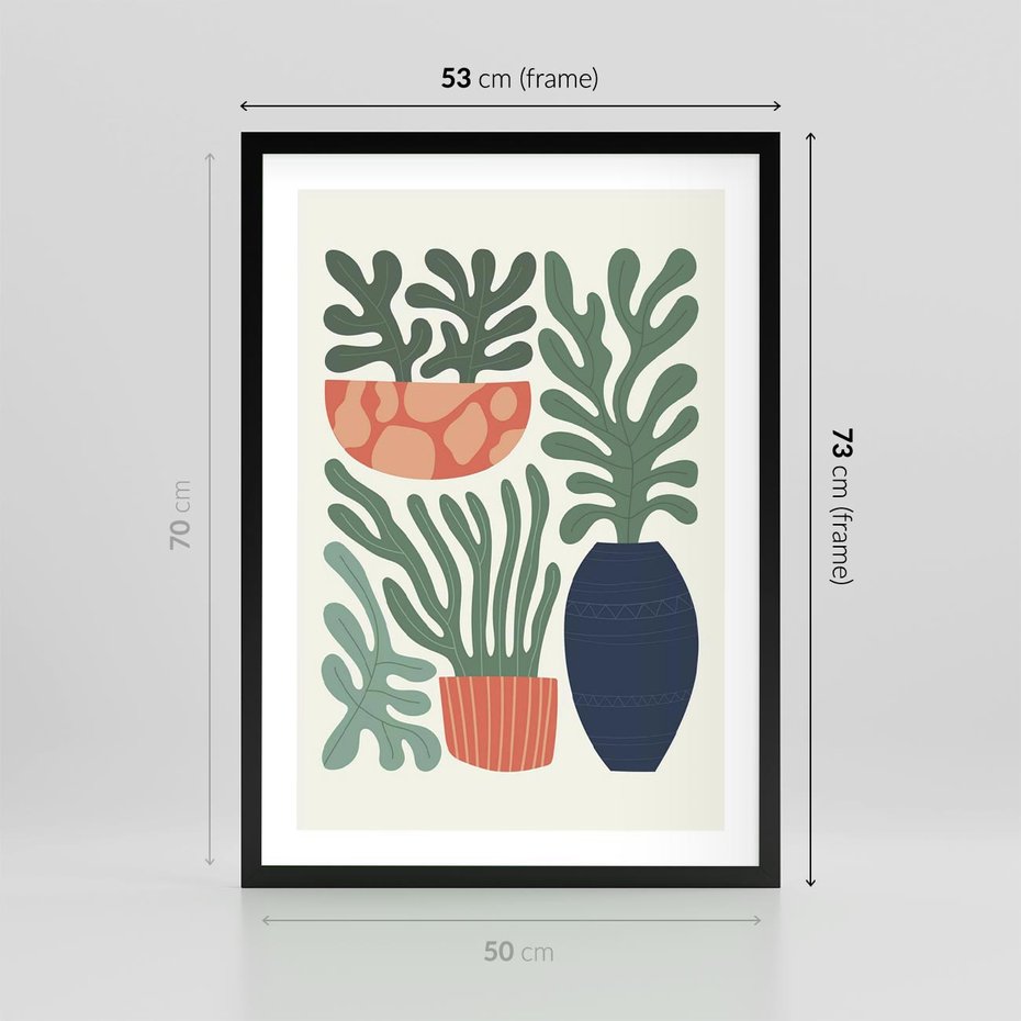Plakat w ramie 50x70 - Abstrakcyjne Roślinne Formy - nowoczesna grafika, rośliny - rama czarna