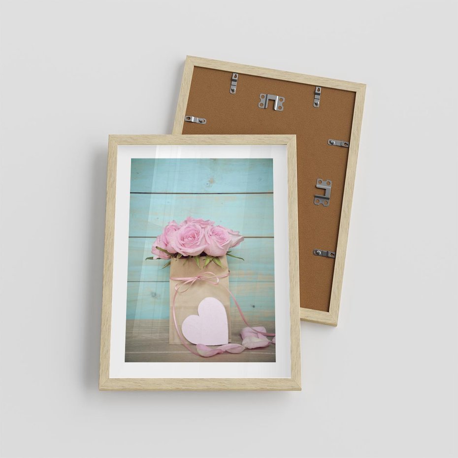 Plakat w ramie 30x40 - Uczucie W Pełnym Rozkwicie - kwiaty, romantyczne - rama drewno