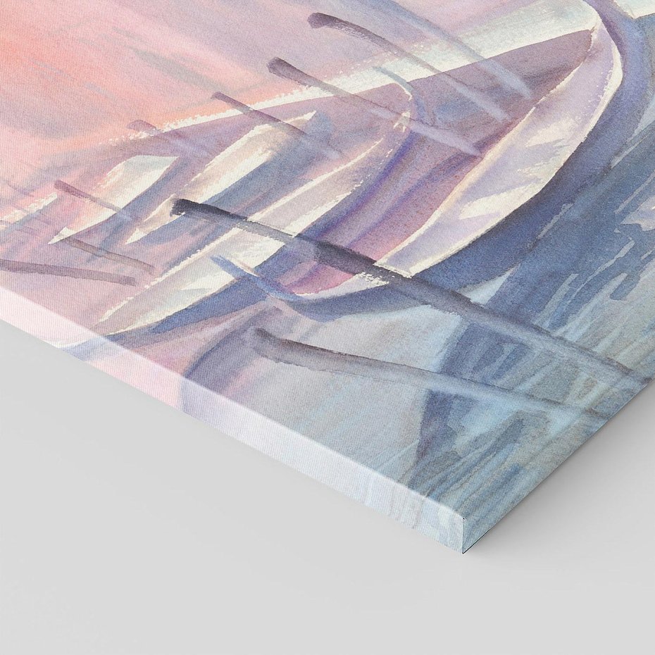 Obraz na płótnie 80x80 - Romantyczne Zachody - akwarelowy rysunek, stonowane pastelowe kolory