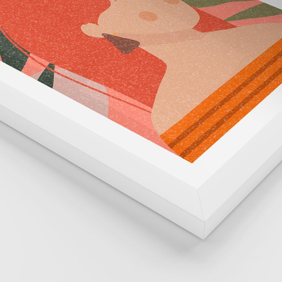 Plakat w ramie 40x50 - Kobieca Refleksja - nowoczesny plakat, styl retro - rama biała