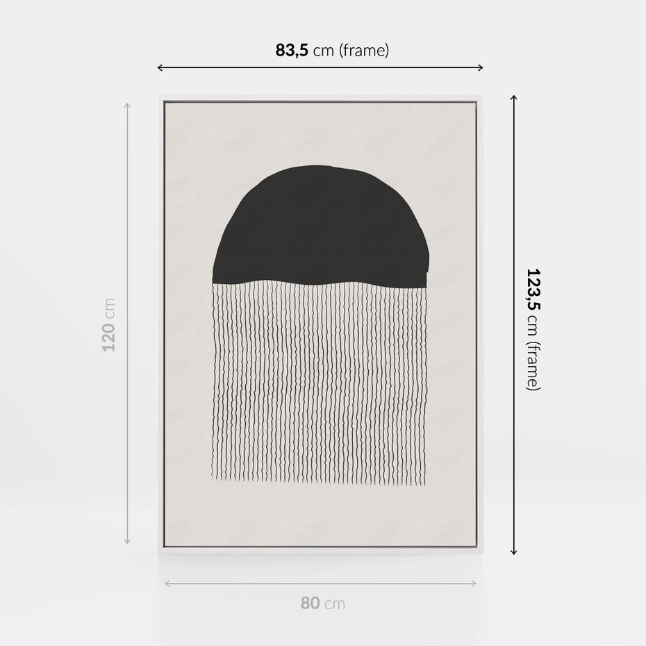 Obraz w ramie 80x120 - Wewnętrzne Widzenia - abstrakcyjna kompozycja, półkole - rama biała