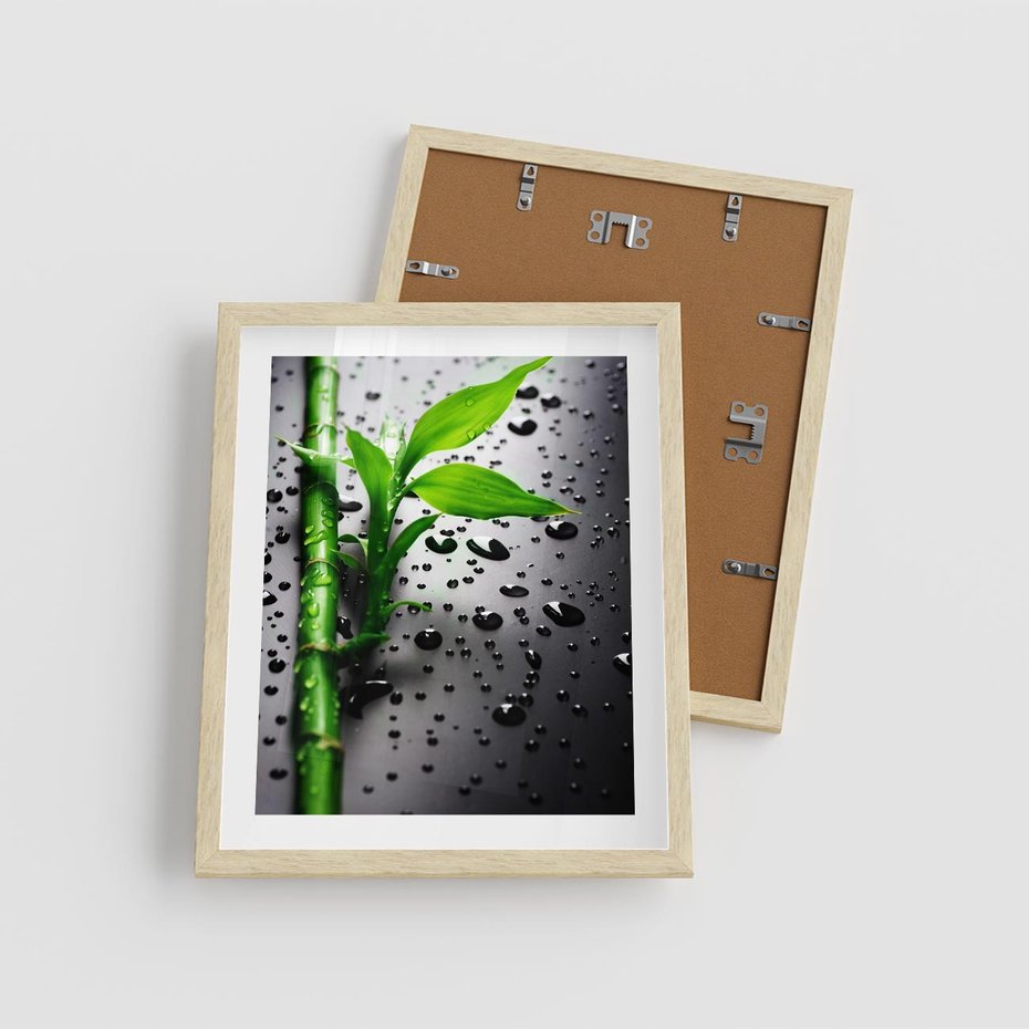 Plakat w ramie 40x50 - Bambusowa Harmonia - bambus, liście - rama drewno