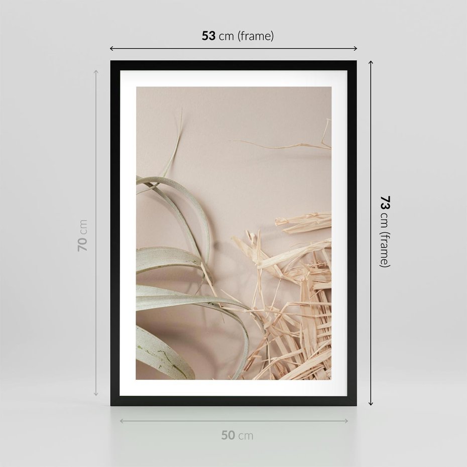 Plakat w ramie 50x70 - Boho urok suchych liści - suche, liście - rama czarna