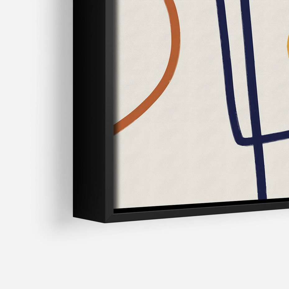 Obraz w ramie 70x100 - Manifestacje Dziwności - abstrakcja w stylu picasso, beżowe tło - rama czarna