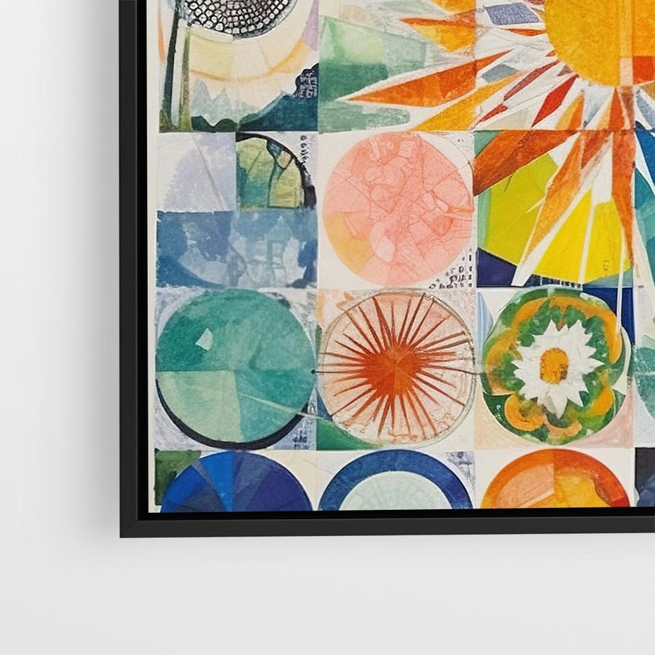 Obraz w ramie 50x50 - Rozkwitające Wzory Abstrakcji - abstrakcyjny obraz, mnogość kolorów - rama czarna