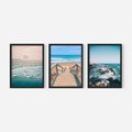 Zestaw obrazy w ramie 40x50 galeria - Plaża, morze, fale, boho - rama czarna