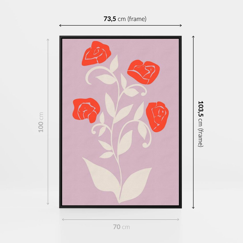 Obraz w ramie 70x100 - Migotliwe Widzenie Kwiatów - nowoczesny plakat, roślinne motywy - rama czarna