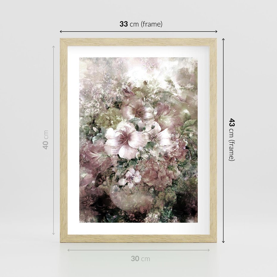 Plakat w ramie 30x40 - Piękno natury na płótnie - kwiaty, olejne - rama drewno